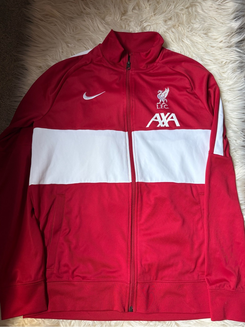 NWOT Nike Red and White Liverpool FC Performance Track Jacket